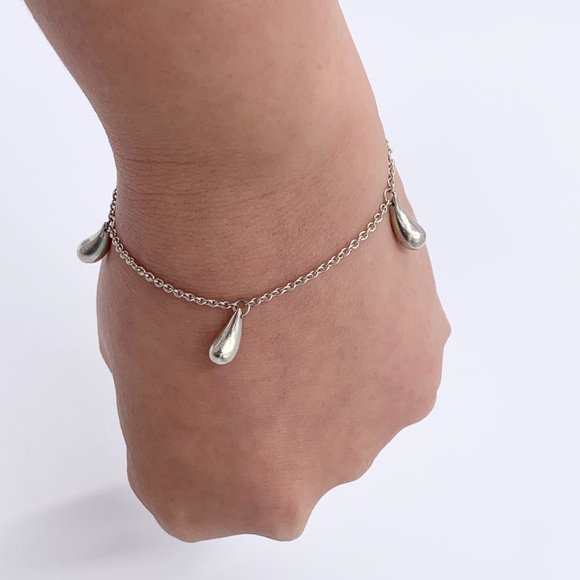 Authentic Tiffany & Co 925 Silver Triple Teardrop Pendant Bracelet - Picture 8 of 8